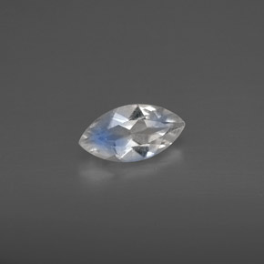 0.49克拉天然白色彩虹月光石，透明，8×4.2毫米，透明/半透明
