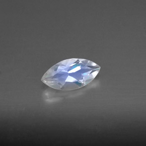 0.50克拉天然白色彩虹月光石，透明，8.1×4.1毫米，透明/半透明