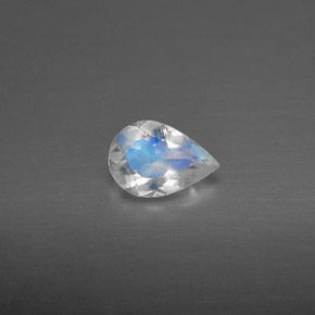 0.50克拉天然白色彩虹月光石，透明，7×4.8毫米，透明/半透明