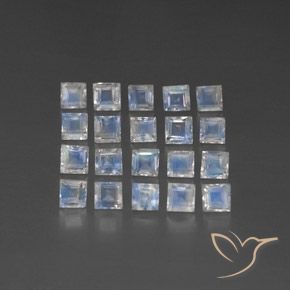 2.87ctw 天然 蓝白色 彩虹月长石, 正方形, 透明/半透明