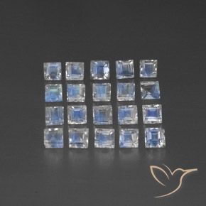 2.22ctw 天然 蓝白色 彩虹月长石, 正方形, 透明/半透明