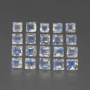 3.19天然白色彩虹月光石，透明，3.2×3.1毫米，透明/半透明
