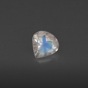 0.35克拉天然白色彩虹月光石，透明，5×5毫米，透明/半透明