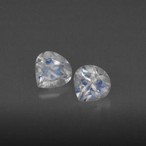 天然白色彩虹月光石，透明，5.1×5.1毫米，透明/半透明