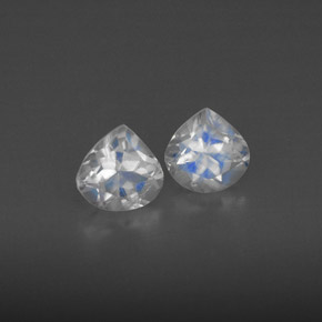 天然白色彩虹月光石，透明，5.1×5.1毫米，透明/半透明