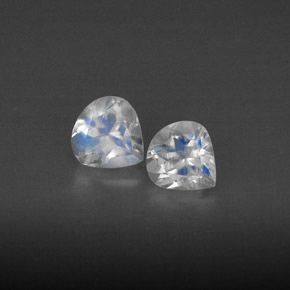 天然白色彩虹月光石，透明，5.2×4.9毫米，透明/半透明