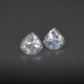 天然白色彩虹月光石，透明，5.2×4.9毫米，透明/半透明