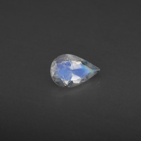 0.33克拉天然白色彩虹月光石，透明，6.1×4毫米，透明/半透明