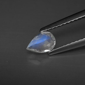 0.35克拉天然白色彩虹月光石，透明，6×4毫米，透明/半透明