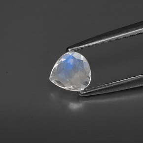 0.24克拉天然白色彩虹月光石，透明，4.6×4.5毫米，透明/半透明