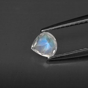 0.31克拉天然白色彩虹月光石，透明，4.8×4.7毫米，透明/半透明