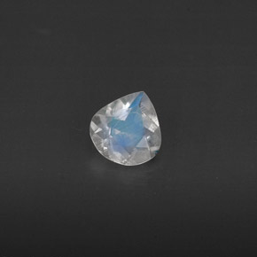 0.26克拉天然白色彩虹月光石，透明，5×4.7毫米，透明/半透明