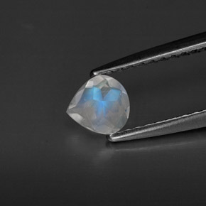 0.26克拉天然白色彩虹月光石，透明，5×4.7毫米，透明/半透明