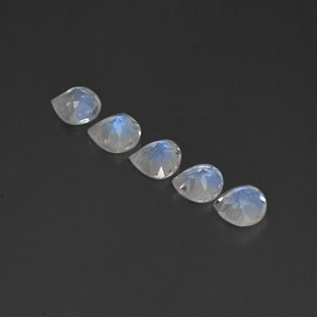 天然白色彩虹月光石，透明，5×4.9毫米，透明/半透明