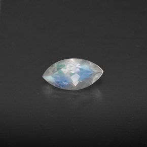 0.46克拉天然白色彩虹月光石，透明，7.6×3.9毫米，透明/半透明