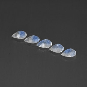 天然白色彩虹月光石，透明，6.5×4.9毫米，透明/半透明