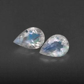 天然白色彩虹月光石，透明，6.6×4.9毫米，透明/半透明