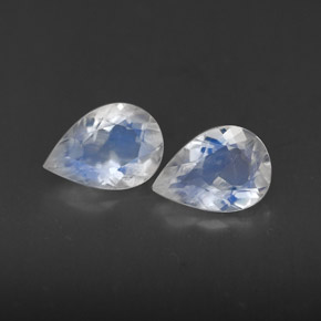 天然白色彩虹月光石，透明，6.8×4.9毫米，透明/半透明