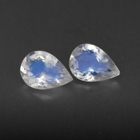 天然白色彩虹月光石，透明，6.8×4.9毫米，透明/半透明