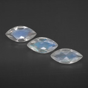天然白色彩虹月光石，透明，7.7×4毫米，透明/半透明