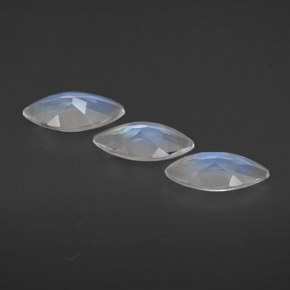天然白色彩虹月光石，透明，7.7×4毫米，透明/半透明