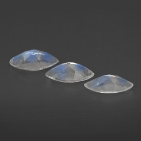 天然白色彩虹月光石，透明，7.7×4毫米，透明/半透明