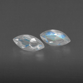 天然白色彩虹月光石，透明，6×3.1毫米，透明/半透明