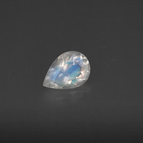 0.59克拉天然白色彩虹月光石，透明，6.8×5毫米，透明/半透明