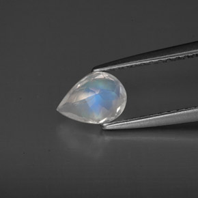 0.59克拉天然白色彩虹月光石，透明，6.8×5毫米，透明/半透明