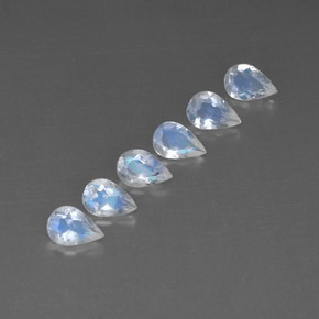天然白色彩虹月光石，透明，5.8×4毫米，透明/半透明