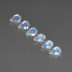 天然白色彩虹月光石，透明，5.8×4毫米，透明/半透明