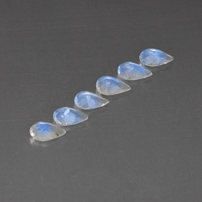 天然白色彩虹月光石，透明，5.8×4毫米，透明/半透明