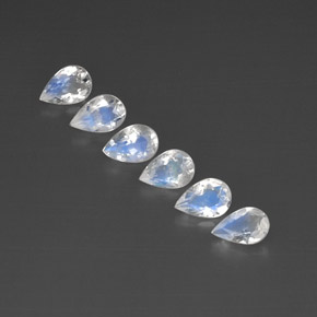 天然白色彩虹月光石，透明，5.9×4毫米，透明/半透明