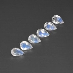 天然白色彩虹月光石，透明，5.9×4毫米，透明/半透明