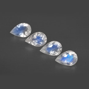 天然白色彩虹月光石，透明，5.8×3.9毫米，透明/半透明