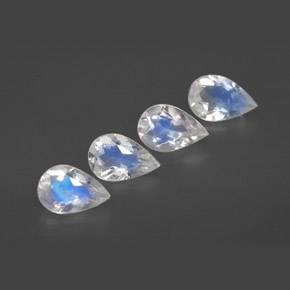天然白色彩虹月光石，透明，5.8×3.9毫米，透明/半透明