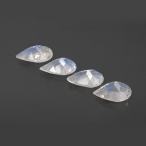 天然白色彩虹月光石，透明，5.8×3.9毫米，透明/半透明