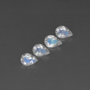 天然白色彩虹月光石，透明，5.3×3.9毫米，透明/半透明
