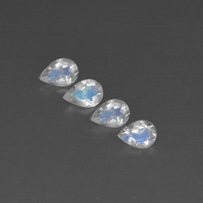 天然白色彩虹月光石，透明，5.3×3.9毫米，透明/半透明