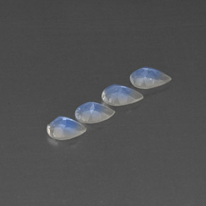 天然白色彩虹月光石，透明，5.3×3.9毫米，透明/半透明