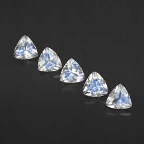 天然白色彩虹月光石，透明，5.3×5.1毫米，透明/半透明