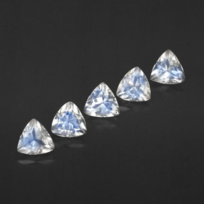 天然白色彩虹月光石，透明，5.3×5.1毫米，透明/半透明