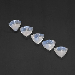 天然白色彩虹月光石，透明，5.3×5.1毫米，透明/半透明
