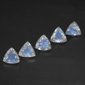 天然白色彩虹月光石，透明，5.2×5.1毫米，透明/半透明