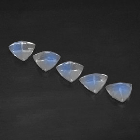 天然白色彩虹月光石，透明，5.2×5.1毫米，透明/半透明