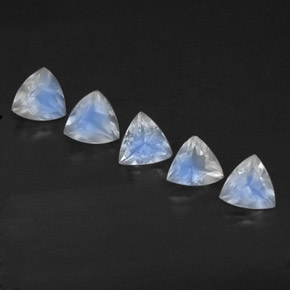 天然白色彩虹月光石，透明，5.1×5毫米，透明/半透明