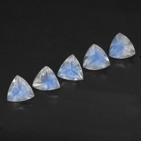 天然白色彩虹月光石，透明，5.1×5毫米，透明/半透明
