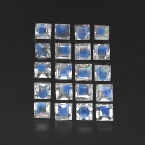 天然白色彩虹月光石，透明，3.1×3.1毫米，透明/半透明