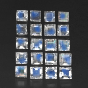 天然白色彩虹月光石，透明，3.1×3.1毫米，透明/半透明