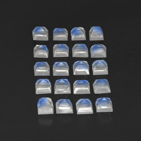 天然白色彩虹月光石，透明，3.1×3.1毫米，透明/半透明